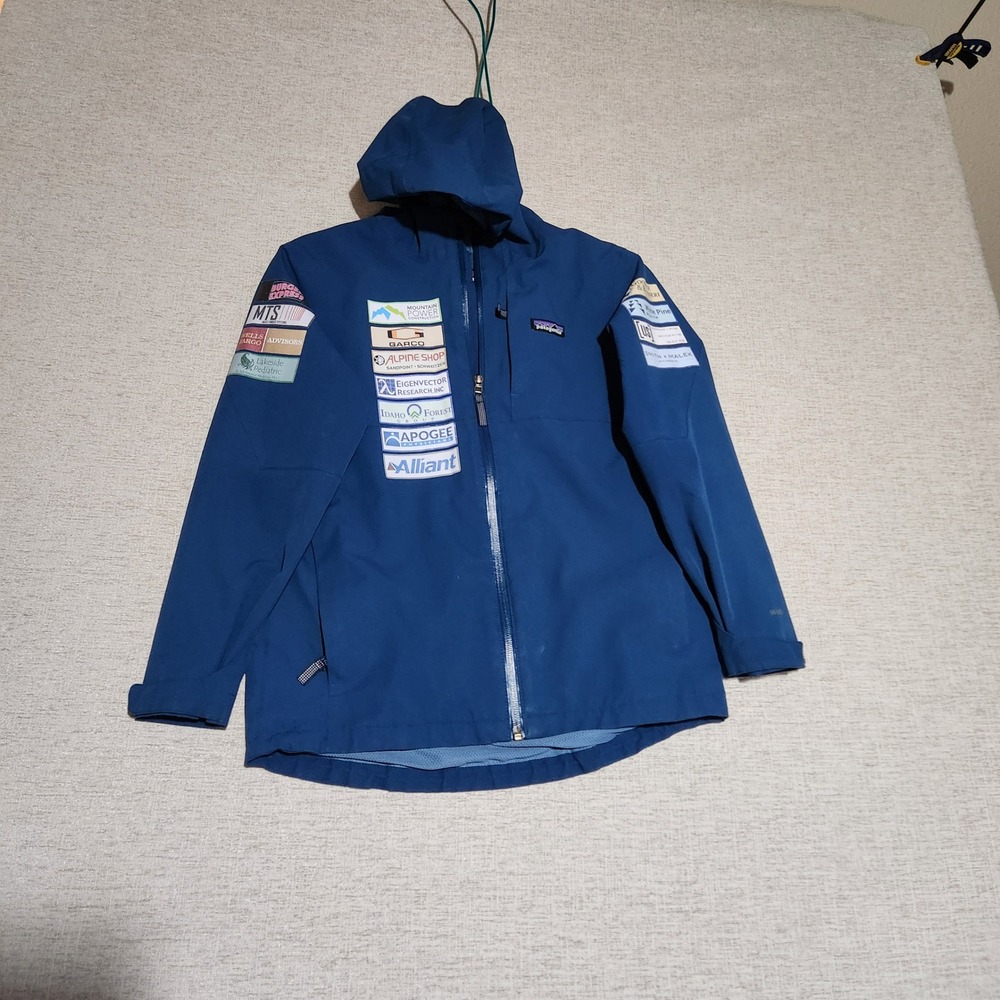 Patagonia H2No Jacket Mens M Blue SARS Alpine Team 2021 Sponsor Patches Shell